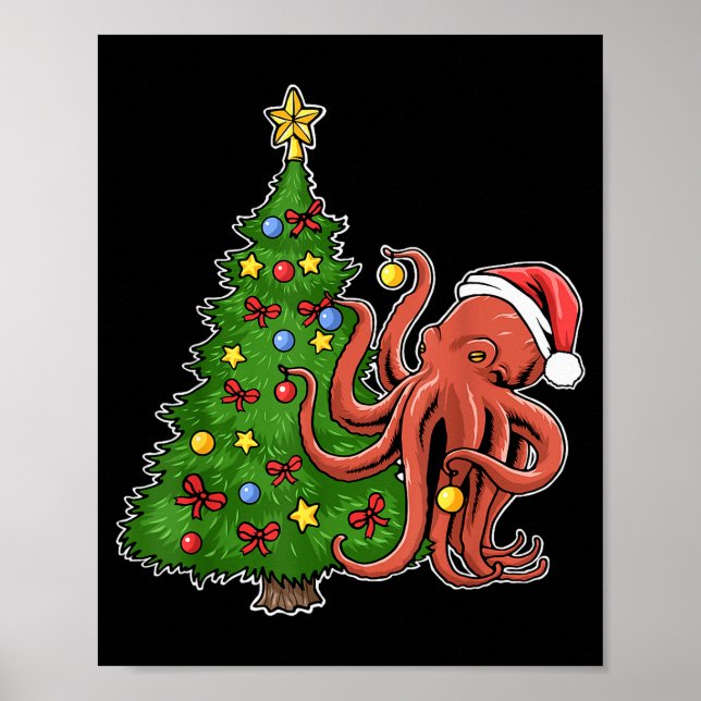 Póster Pulpo de Navidad (Frente)
