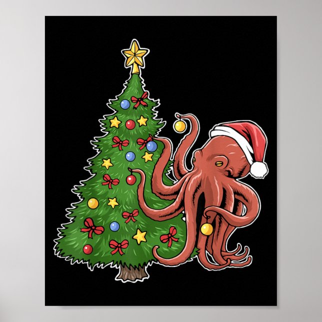 Póster Pulpo de Navidad (Frente)