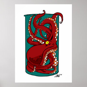 Póster Pulpo en un tarro