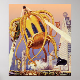 Póster Pulpo extranjero de la invasión de la guerra de la