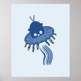 Póster Pulpo Kawaii Azul OVNI