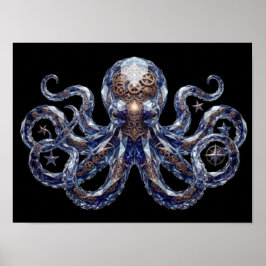 Póster Pulpo Steampunk Cristalino