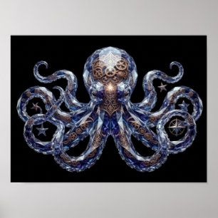 Póster Pulpo Steampunk Cristalino