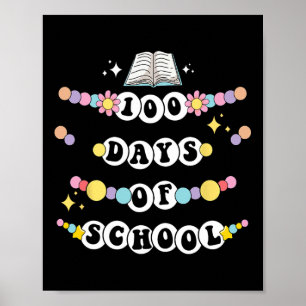 Póster Pulsera De Amistad Retro 100 Días De Niños Escolar