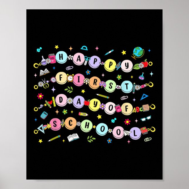 Póster Pulsera Feliz Primer Día de Escuela De vuelta a la (Frente)