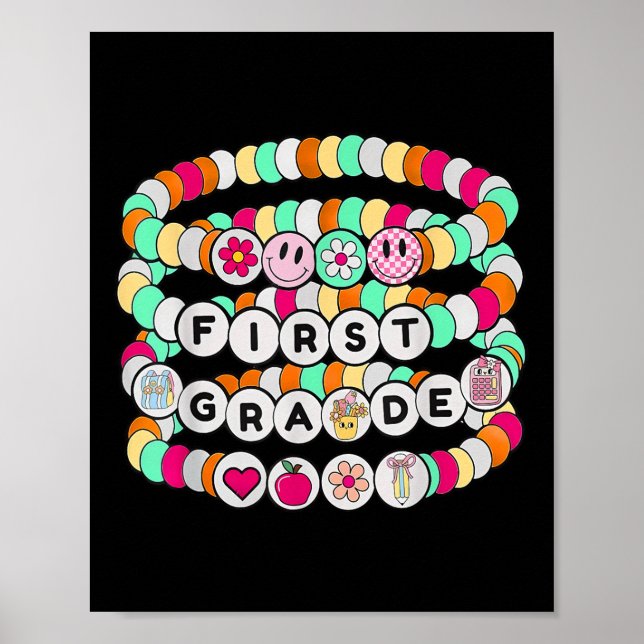 Póster Pulsera preppy de vuelta a la escuela para maestro (Frente)