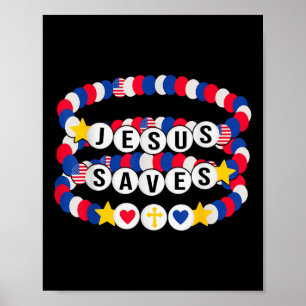 Póster Pulseras Jesus Salva Usa Chica Cristiana Patriótic
