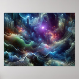 Póster Pulses And Waves Of Deep Space Sci-fi Space Poster