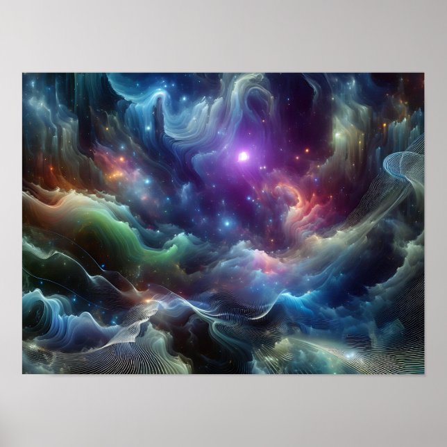 Póster Pulses And Waves Of Deep Space Sci-fi Space Poster (Frente)