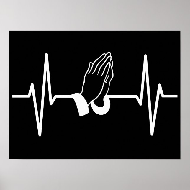 Póster Pulso de latido de oración EKG: regalo de fe crist (Frente)