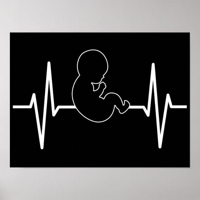 Póster Pulso de latido del niño pro-vida EKG: Fe cristian (Frente)