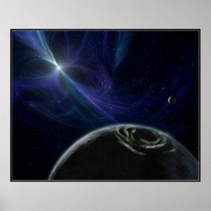 Póster Pulsor y planetas en órbita
