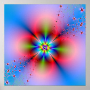 Póster Pulverización floral rosa sobre Poster azul