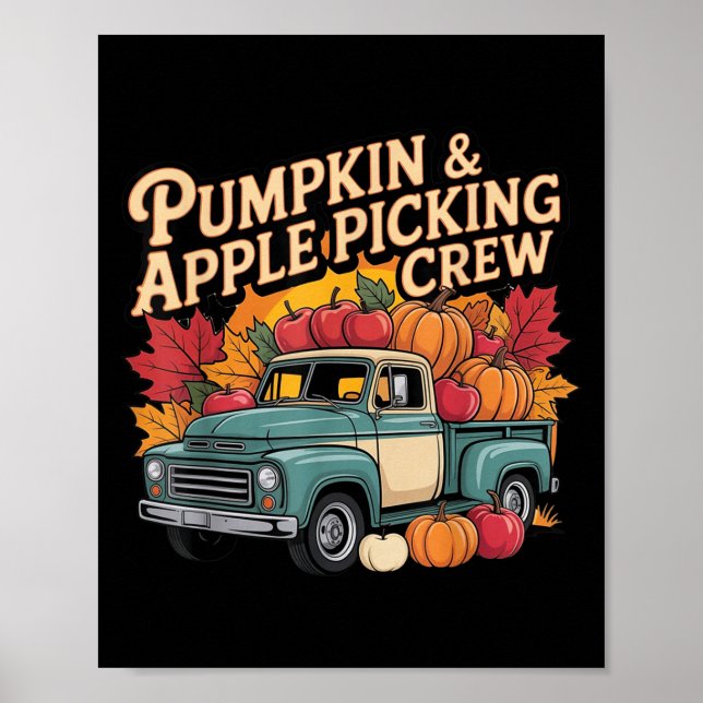 Póster Pumpkin And Cking Crew Fall Harvest Thanksgiving  (Frente)