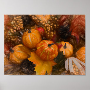 Póster Pumpkin Autumn Burnt Orange Vintage Antique Art