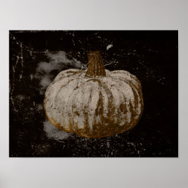 Póster Pumpkin Autumn Vintage White Sepia Black Texture
