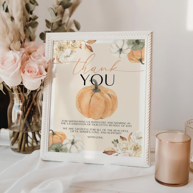 Póster Pumpkin Baby Shower Gracias Rótulo (Subido por el creador)