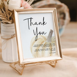 Póster Pumpkin Baby Shower Gracias Rótulo