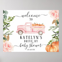 Pumpkin Drive by Baby Shower Welcome Sign