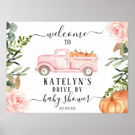 Póster Pumpkin Drive by Baby Shower Welcome Sign