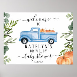 Póster Pumpkin Drive by Baby Shower Welcome Sign