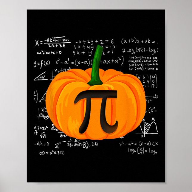 Póster Pumpkin Pie Math Funny Halloween Acción de Gracias (Frente)