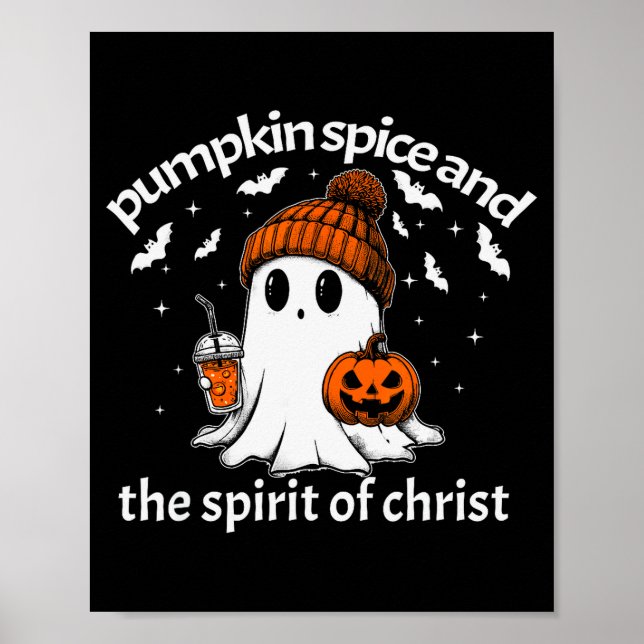 Póster Pumpkin Sce And The Srit Of Christ Funny Ghost Hal (Frente)
