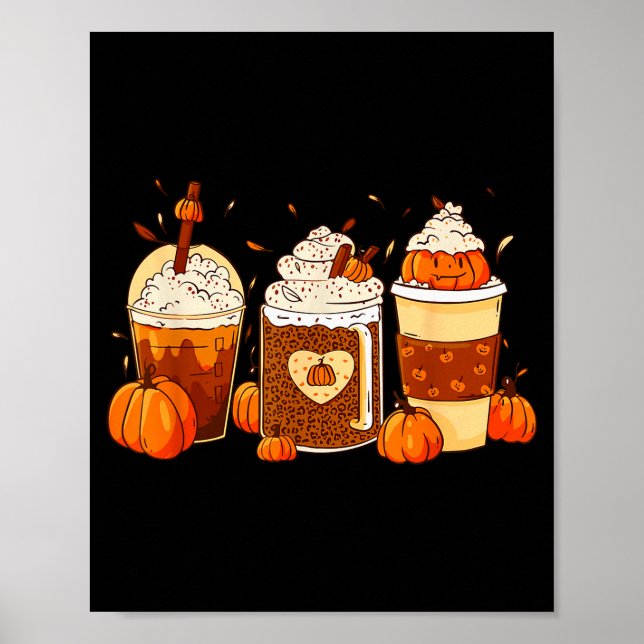 Póster Pumpkin Sce Latte Fall Coffee Thanksgiving Shirt F (Frente)