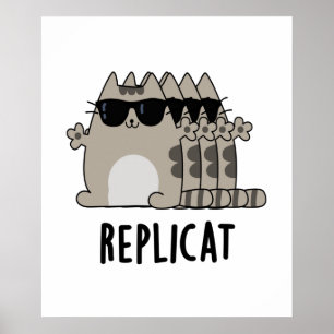 Póster Pun Cat Replicado Gracioso