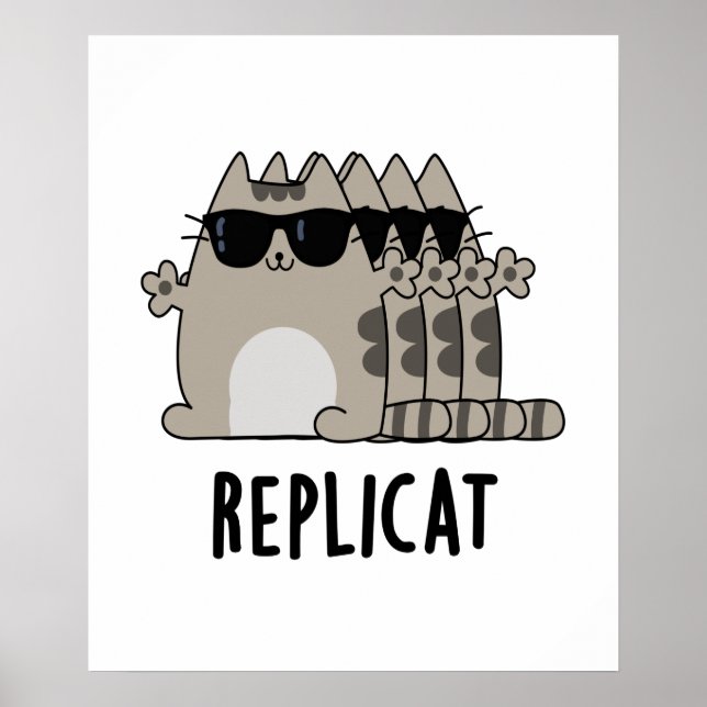 Póster Pun Cat Replicado Gracioso (Frente)