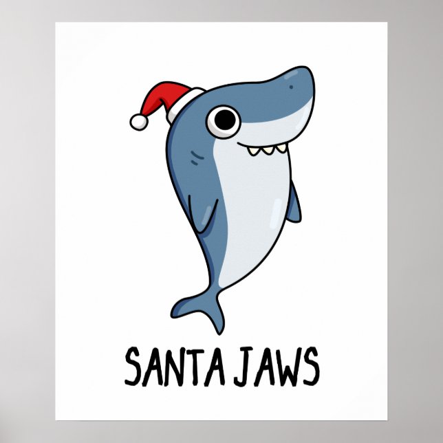 Póster Pun de Navidades de tiburones divertidos de Santa  (Frente)