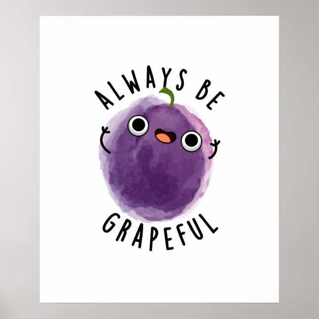 Póster Pun de uva de fruta divertida y grapeada (Frente)