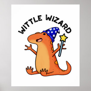 Póster Pun del pequeño lagarto divertido del mago