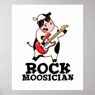 Póster Pun, músico de vaca divertida de rock