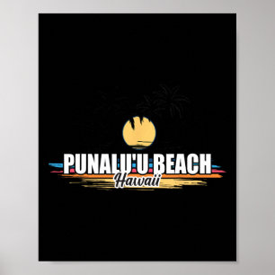 Póster Punalu'u Beach Hawaii Playa de Surf Retro para Hom