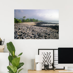 Póster Punalu'u Black Sand Beach Hawaii Big Island
