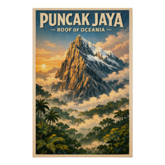 Póster Puncak Jaya (Carstensz Pyramid), Indonesia travel