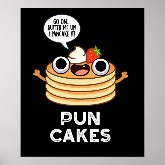 Póster Puncakes Funny Pancake Pun Dark BG (Frente)
