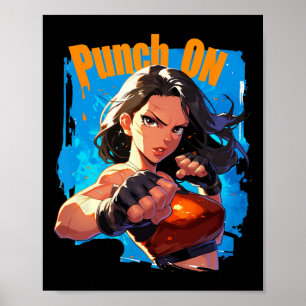 Póster Punch On Mujeres Fuertes Luchadoras de Kickboxing