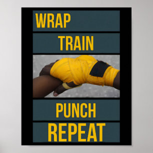 Póster Punchy Gráficos Wrap Train Punch Repetir, Boxeo Ki