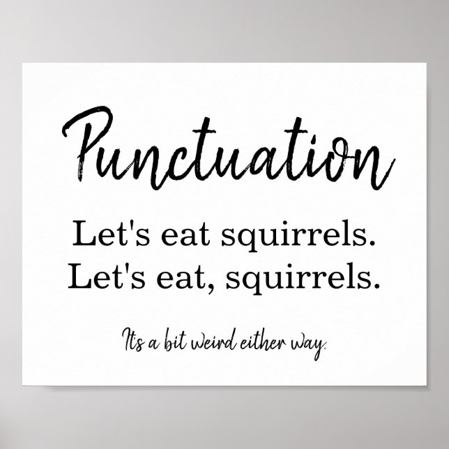 Póster Punctuation Commas Funny White (Frente)