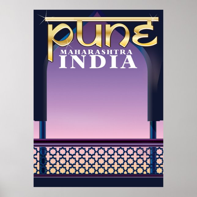 Póster Pune, Maharashtra, poster de vacaciones en India (Frente)