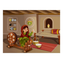 Punjabi mujer Spinnig Charkha - Estilo de vida rur