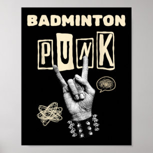 Póster Punk Badminton Rock N Roll Racket