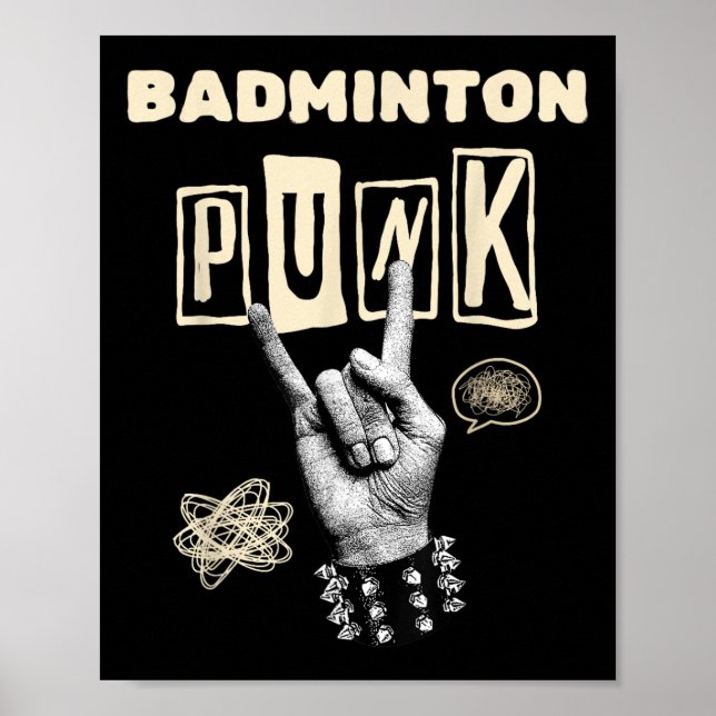 Póster Punk Badminton Rock N Roll Racket (Frente)