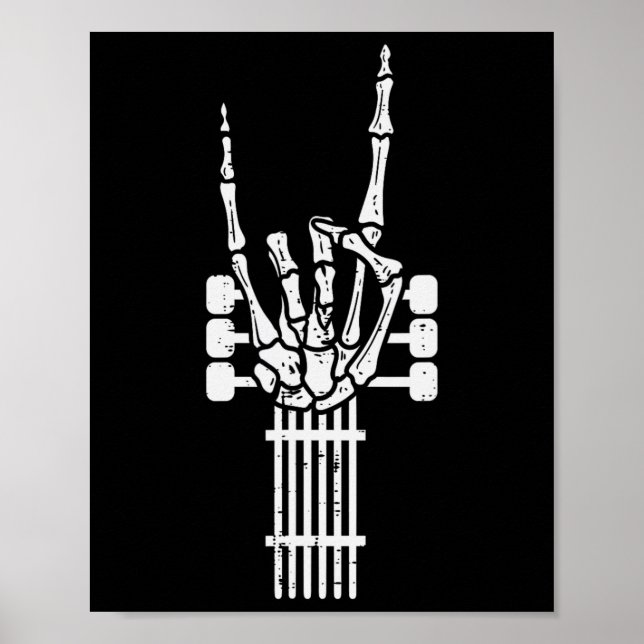 Póster Punk del Rótulo Rockero Roll Rock N Rock Guitarra  (Frente)