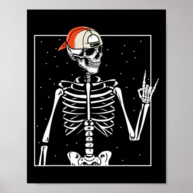 Póster Punk Guay Halloween de la gorra del esqueleto del  (Frente)