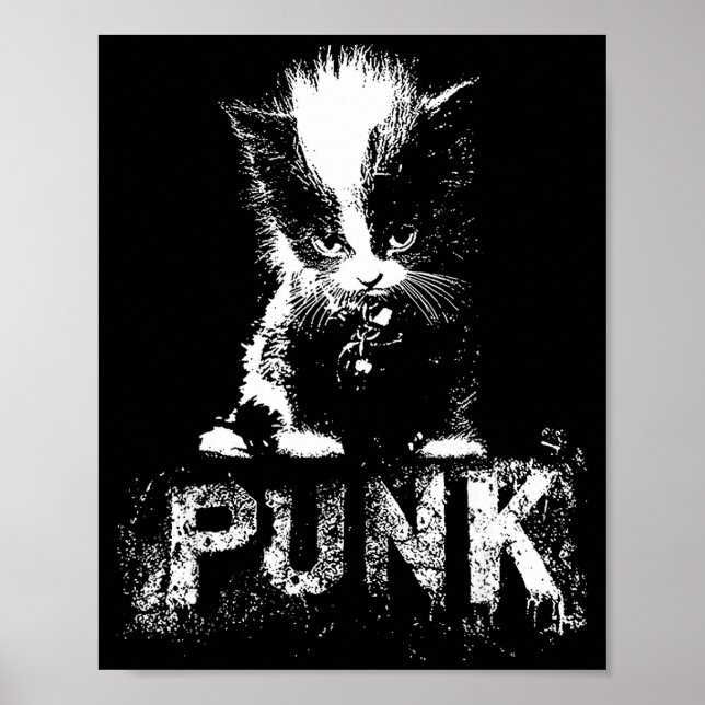 Póster Punk Kitten Cat With Mohawk Nge Gothic Design  (Frente)