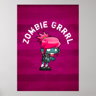 Póster Punk lindo Rock Zombie Grrrl