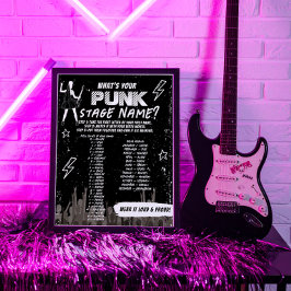 Póster Punk Nombre de escenario Banda de rock Rótulo de j